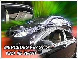 Plexi ofuky, deflektory Mercedes S, W221, 2007-2013 přední + zadní long