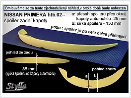 Křídlo, zadní křídlo, Nissan Primera, 02- hatchback