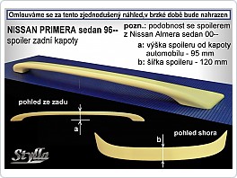 Křídlo, zadní spoiler, Nissan Primera, 96-98 sedan