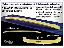 Stříška, zadní spoiler, Nissan Primera, 98-01 combi