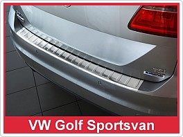 Ochranný nerezový práh zadního nárazníku, kryt hrany nárazníku VW Volkswagen Golf 7 VII, 2012- sportsvan