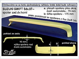 Stříška, zadní spoiler, Suzuki Swift, htb. 97-02 5dveř.