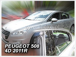 Plexi ofuky oken, deflektory Peugeot 508, 2011- přední + zadní pro sedan