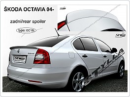 Škoda Octavia 2, sedan, Křídlo OC18, lišta na kufr