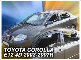 Plexi ofuky oken, deflektory, Toyota Corolla 4Dveř 2002-2007, přední + zadní sedan