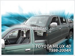 Plexi ofuky oken, deflektory, Toyota Hilux 4Dveř MK5 1998-2005, přední + zadní