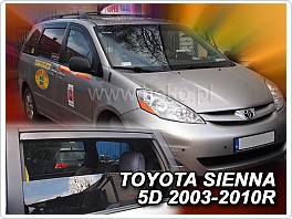 Plexi ofuky oken, deflektory, Toyota Sienna 2003-2010, přední + zadní