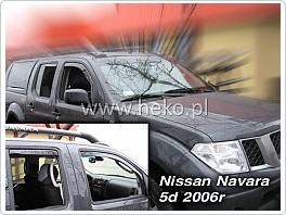 Plexi ofuky, deflektory Nissan Navara 2005-2010 přední + zadní