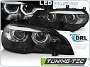 Přední LED světla, světlomety, lampy BMW X5 E70 2007-2013, LED angel eyes, DRL, xenon OEM, černá