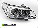 Přední světla, světlomety, lampy BMW E60, E61 2003-2007, 3D LED Angel Eyes, chromové