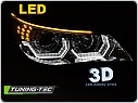 Přední světla, světlomety, lampy BMW E60, E61 2003-2007, 3D LED Angel Eyes, chromové