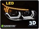 Přední světla, světlomety, lampy BMW E60, E61 2003-2007, 3D LED Angel Eyes, černé