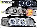 Přední světla, světlomety, lampy BMW E39, 1995-2003, 3D LED Angel Eyes, chrom, s LED blinkrem