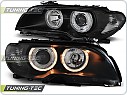 Přední světlomety BMW E46 Coupe Cabrio, 2003-2006, Angel Eyes, černé black, s motorky LPBM84