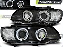 Přední světlomety lampy BMW X5 E53, 1999-2003, Angel Eyes, černé black, s motorky LPBM45