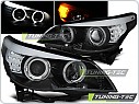 Přední světlomety BMW E60, E61, 2003-2007, Angel Eyes černé, LED blinkr LPBMC1