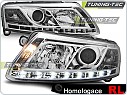 Přední světla Audi A6, 2004-2008, LED Daylight XENON D2S, chrom s homologací LED pásku LPAU75