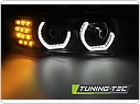 Přední světlomety, světla, lampy BMW E39, 1995-2003, Angel Eyes, černé black, s LED blinkrem, manuál LPBM19