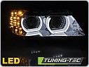 Přední světla BMW E90, E91 2009-2011 3D Angel eyes, chromová