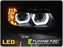 Přední světla BMW E90, E91 2009-2011 3D Angel eyes, černá